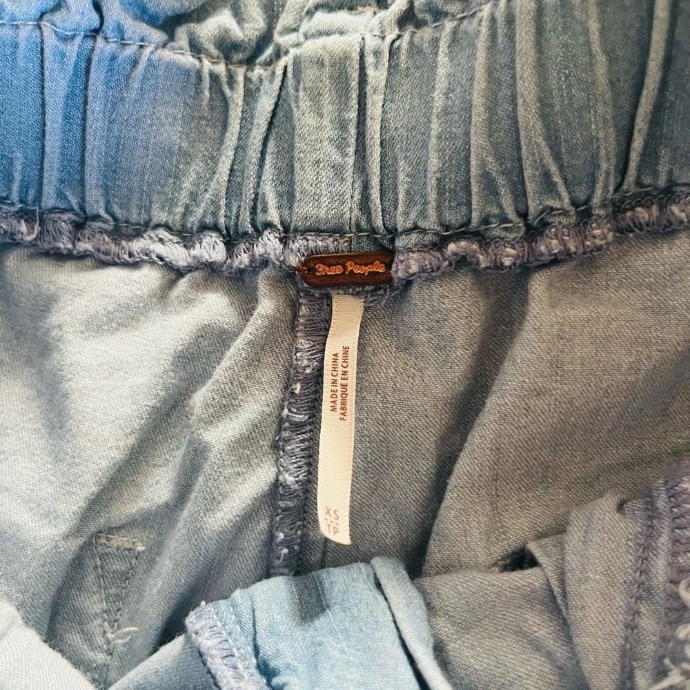 Free People Light Blue Paperbag Waist Wide Leg Jeans - Picture 6 of 7